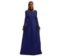 Générique Robe Medievale, Avec Manches Trompette Costume Halloween Horreur Deguisement American Nightmare Robes Vintages Jupe Médiévale Femme Femmes Cosplay Moyen Age (Bleu,XXL)