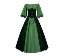 Générique Robe Medievale, De Mariée Médiévale Costume Halloween Sorciere Deguisement Femme Adulte Victorienne Princesse Tenue Vêtements Moyen Age Victorian Era Luxury (Vert,L)