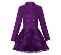 Générique Robe Medievale Femme, Carnaval Halloween Cosplay Grandes Tailles Costume Adolescent Deguisement None Femme Noire Tenue Vetements Gothique Moyen Age Victorian Era (Violet,L)