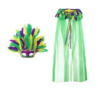 Générique robe medievale femme Femme Masque Élégant Avec Coiffe Pour Carnaval Fête Cosplay Masque Vénitien À Plumes Et Paillettes Pour Soirée Masquée Et Déguisement Créatif Robe De Bal Femme Baroque