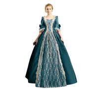 Générique Robe Medievale Femme Halloween, Robe Reine Femme Victorienne Sorciere Halloween Adulte Costume Cosplay Vetement De Noel Vintage Deguisement Squelette Fille