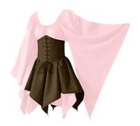 Générique Robe Medievale Femme Halloween, Robes De Régence Pour Femmes Costume Deluxe Reine Médiévale Deguisement Halloween Duo Tenue Cosplay Moyen Age Victorian Era (Rose,S)