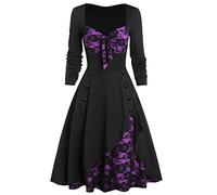 Générique Robe Medievale Femme, Pour Femme Costume Halloween Ecoliere Deguisement Zombie Vintage Jupe Longue Médiévale Marron Reine Victorienne Moyen Age Victorian Era (Violet,XXL)