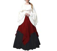 Générique Robe Médiévale Femme Retro Renaissance Victorienne Médiévale Jupe Déguisement Halloween Robe Steampunk pour Femme Élégante Medievale Soirée À Thème Patchwork