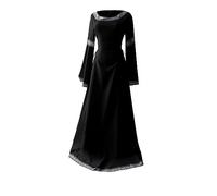 Générique Robe medievale Femme Robe Femme Chic Et Elegant Dentelle Paillette Invitée Demoiselle d'honneur Coton Vintage Mi Ceremonie De Plage Hiver Moulante Ropa 1#Nero L
