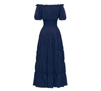 Générique Robe medievale Femme Robe Femme Chic Et Elegant Manche Longue Glamour Coton Sexy Invitée Vintage Mi Ceremonie Sexy Hiver Moulante Ropa 2#Marina 3XL