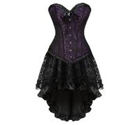 Générique Robe Médiévale Femme, Robes De Régence Pour Femmes Maxi Parti Costume Vintage Déguisement Halloween Femme Sorciere Victorienne Gothique Tenue Guerrière Reine (Violet,5XL)