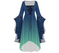 Générique Robe Medievale Femme Victorienne Steampunk Gothique Dentelle Vintage avec Manches Trompette Medievale Steampunk Costume MéDiéVal DéGuisement Dress Halloween Renaissance