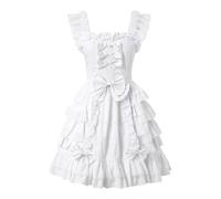 Générique Robe Médiévale Femme, Victorienne Steampunk Gothique Halloween Costume Femme Sorcière Deguisement American Nightmare Noir Tenues Vêtements Vetement Vintage (Blanc,L)