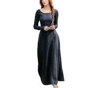 Générique Robe Médiévale Femmes Manches Longues Maxi Robe Vintage Fée Elfe Robe Renaissance Viking Gothique Vêtements Fantasy Ball