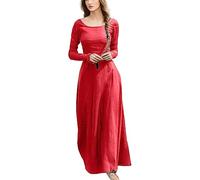 Générique Robe Médiévale Femmes Manches Longues Maxi Robe Vintage Fée Elfe Robe Renaissance Viking Gothique Vêtements Fantasy Ball