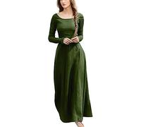Générique Robe Médiévale Femmes Manches Longues Maxi Robe Vintage Fée Elfe Robe Renaissance Viking Gothique Vêtements Fantasy Ball