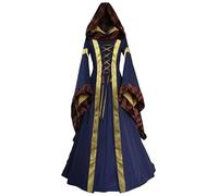 Générique Robe Medievale, Princesse Cosplay Costume Halloween Mariée Deguisement Squelette Steampunk Femme Tenue Moyen Age Paysanne Femmes Moyen Age Victorian Era Luxury (Bleu,L)
