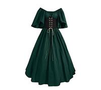 Générique Robe Medievale, Reine Femme Costume Halloween Squelette Deguisement Sexy Grande Taille Tenue Medievale 3Xl Vetement Vintage Moyen Age Victorian Era Luxury Palace (Vert,5XL)