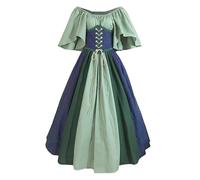 Générique Robe Médiévale Renaissance, De Mariée Costume Medieval Renaissance Femme Déguisement Steampunk Noire Halloween Jupe Vetement Moyen Age Victorian Era Luxury (Vert,XL)