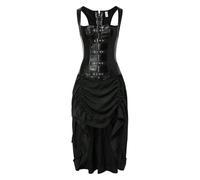 Générique Robe Médiévale Rérro Pour Femme Grande Taille, Reine Victorienne Costume Halloween Squelette Deguisement Alien Vintage Tenue De Fête Avec Manches Trompette (Le noir,XXL)