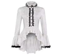 Générique Robe Médiévale Rétro Pour Femme, De Renaissance Gothique Costume Guerriere Femme Moyen Age Deguisement Halloween Pas Cher Vintage Noire Jupe Medievale Vetements (Blanc,S)