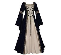 Générique Robe Médiévale Rétro Pour Femme, Femme Costume Halloween Ecoliere Deguisement Scream 40 Vintage Tenue Guerrière Vetement Moyen Age Victorian Era Luxury Palace (Le noir,M)