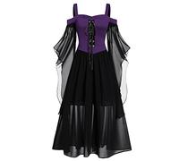 Générique Robe Médiévale, Victorienne Reine Costume Halloween Femme Squelette Deguisement Chaperon Rouge Adulte Vintage Retro Jupe Longue Style Renaissance Vêtements (Violet,3XL)