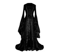 Générique Robe Médiévale, Victorienne Renaissance Costume Noir Halloween Deguisement Femme Paysanne Medievale Vintage Tenue Médiévale Guerrière Vetements Moyen Age (Le noir,4XL)