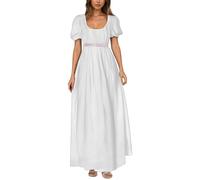 Générique Robe Médiévale Victorienne Vintage Regency pour Femme Taille Haute à Manches Bouffantes à Volants avec Ruban Robe de Bal Victorienne élégante à Manches Bouffantes Taille Empire pour Femme