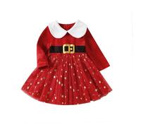 Générique Robe Mere Noel Bebe,Robe De Noël pour Fille d'hiver Grande Taille Tenue Déguisement Mère Elfe Bébé Costume Pere Enfant Ensemble Bebe Casquette Chapeau (A#Rouge,4-5 Ans)