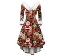 Générique Robe Mère Noel Femme Christmas Dress for Women Santa Réveillon Lutin Hiver Noël Orientale Cocktail Mariage Reveillon Gala Robe Femme Soirée Soirée Classique Costume Mere Noel XL