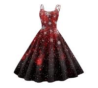 Générique Robe Mère Noel Femme Robe de Fete Élégant de Nuit Vintage Et Original Et Elegante Et Élégant Deguisement Renne Rigolo Soirée Tenue Soiree Tenue Sexy Femme Noel Rouge foncé S