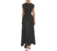 Générique Robe midi à imprimé Floral français, Taille Cache-cœur, Manches Courtes, avec Ceinture, idéale pour Une journée d'été élégante et décontractée. (Black, M)