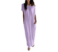 Générique Robe midi décontractée à Manches Longues Tunique élégante et Confortable pour Femme avec Poches latérales idéale pour Un Usage Quotidien (Light Purple, M)