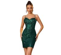 Générique Robe Moulante Courte à Bretelles Spaghetti Et Paillettes Scintillantes pour Femme Tenue De SoiréE De BoîTe De Nuit De Cocktail Dark Green 9XL