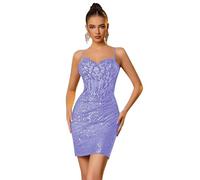 Générique Robe Moulante Courte à Bretelles Spaghetti Et Paillettes Scintillantes pour Femme Tenue De SoiréE De BoîTe De Nuit De Cocktail Lavender 9XL