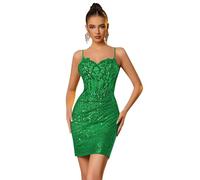 Générique Robe Moulante Courte à Bretelles Spaghetti Et Paillettes Scintillantes pour Femme Tenue De SoiréE De BoîTe De Nuit De Cocktail Green 9XL