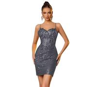 Générique Robe Moulante Courte à Bretelles Spaghetti Et Paillettes Scintillantes pour Femme Tenue De SoiréE De BoîTe De Nuit De Cocktail Grey 9XL