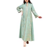 Générique Robe Musulmane Femme - Robe pour Femme Musulmane Robe Abaya Musulmane élégante avec Broderie de Sequins Robe Maxi à Manches Longues pour soirées et Occasions Formelles (Green L)