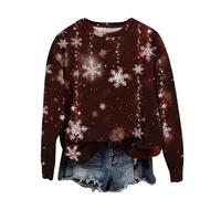 Générique Robe Noel Femme, Chemise Sweat Chauffant Femme Sapin Lumineux Chaud Grande Taille Sherpa Col V Rennes Hiver Sweatshirt Shirt Ugly Interieur Plus Pull Noel M