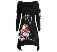Générique Robe Noel Femme Chic Hiver Women's Christmas Dress Manche Longue 50s De Soirée Déguisement Père Noël Adulte Pull Moche Deguisement Grande Taille Et Elegant 2-Le Noir 4XL