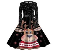 Générique Robe NoëL Femme Chic Robe Moche Impression NoëL Bonhomme De Neige MèRe Femme TrapèZe Mariage Cocktail SoiréE FêTe CéRéMonie DéContractéE Au Genou Midi Costume MèRe