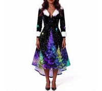 Générique Robe Noel Femme Chic Robe Pull Laine Manche Gala Grande Taille Mère Mariage Christmas Noel Noël Reveillon Chic Lumineux Vetement de Fete Femme Sequins Costume Lutin Farceur 5XL