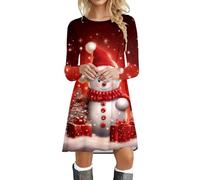 Générique Robe Noel Femme Chic- Robe Pull Noel Soiree -Mère Sweat de Noel Femme Sexy- Deguisement Tenue Dimanche Hiver Automne Moche Cocktail Manche Longue Vintage Christmas Dress Décontractée