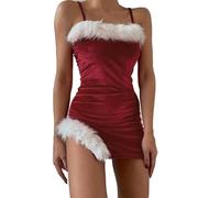 Générique Robe Noël Femme Costume Mère, Deguisement Noel déguisement père noël Robe de Nuit Bodysuit costume pere noel adulte xxl Audrey Hepburn A-Ligne pour Soirée Rockabilly Swing Chemise de Nuit