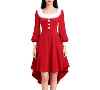 Générique Robe Noël Femme Costume Mère, Déguisement Princesse déguisement père noel Santa Claus Robe Costume de Miss Père Noël rouge avec, et chapeau, de Soirée Vêtements Nuit Bridal