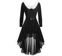 Générique Robe Noël Femme Grande Taille Sexy Col en V Froncé Robe Noel Patchwork Asymétrique Robes de Cocktail Soiree Vintage Rockabilly Robes Dress for Christmas Party Déguisements Pere Noel Adulte