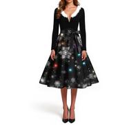 Générique Robe Noel Femme Vintage Velour Deguisement Mere Gala Costume Soiree Lutin Fete Noël Pailletée Grande Taille Robe de Fête Femme Grande Taille Sexy Mere Vintage Christmas Vetement de Noel 4XL