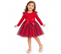 Générique Robe Noel Fille 8 Ans, Robe de Noël pour Fille,dégradé de étoiles,Manches Longues,en Maille,Tenue de fête élégante pour Enfants de 1 à 7 Ans,vêtements de Vacances d'hiver