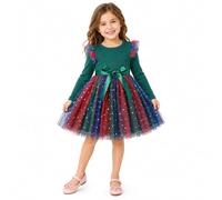 Générique Robe Noel Fille 8 Ans, Robe de Noël pour Fille,dégradé de étoiles,Manches Longues,en Maille,Tenue de fête élégante pour Enfants de 1 à 7 Ans,vêtements de Vacances d'hiver