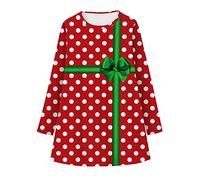 Générique Robe Noel Fille, à Bowknot à Volants Manches Longues Robe Ensemble De Bandeaux De NoëL Bébé Fille Naissance Combinaison avec Jupe Baby File Noel | VêTements PèRe NoëL