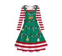 Générique Robe Noel Fille Robe de Princesse à Manches Longues et à Volants pour Petites Filles,imprimé Printemps-Automne,noël(Red,6-7 Ans)