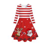 Générique Robe Noel Fille Robe de Princesse à Manches Longues et à Volants pour Petites Filles,imprimé Printemps-Automne,noël(4-5 Ans)