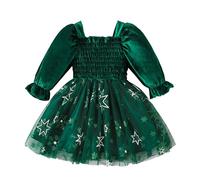 Générique Robe Noel Fille - Robe Princesse Fille Manches Longues Col Rond Chic Elegant Robe de Soirée Doux Confortable Tenue Noel Bebe Fille Casual Costume Noël Princesse Photographie